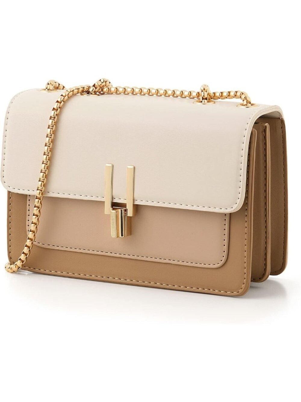 Chic Color-Block Leather Crossbody Bag for Women | Stylish Medium Shoulder Purse